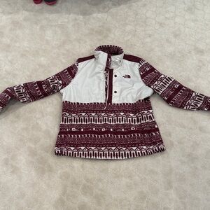 The North Face Maroon and White Patterned Jacket